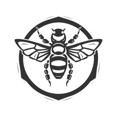 Kobalt eşekarısı dövüşçüsü, klasik logo çizgisi sanat konsepti siyah ve beyaz renk, el yapımı illüstrasyon