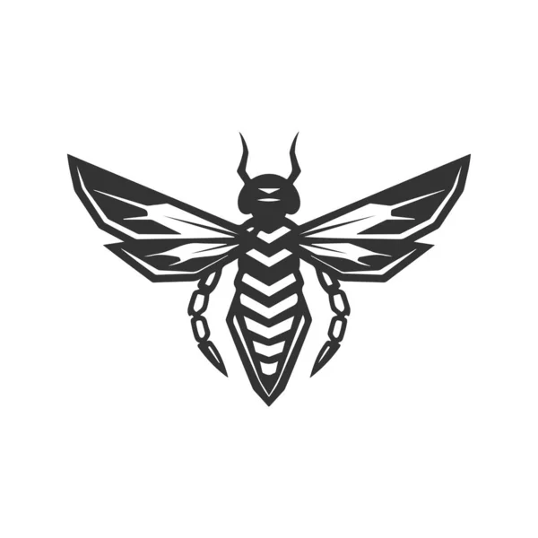 Cobalt Wasp Fighter Vintage Logo Line Art Concept Black White — Stock Vector