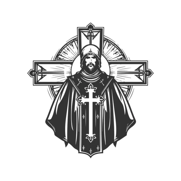 Vérité Templar Vintage Logo Ligne Art Concept Noir Blanc Couleur — Image vectorielle