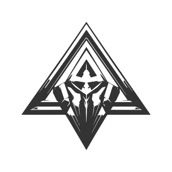 Triangolo Combattente Vintage Logo Linea Art Concetto Colore Bianco Nero — Vettoriale Stock