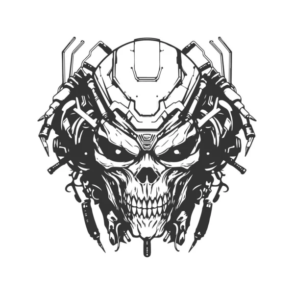 Leere Cyberserker Vintage Logo Line Art Concept Schwarz Weiß Farbe — Stockvektor