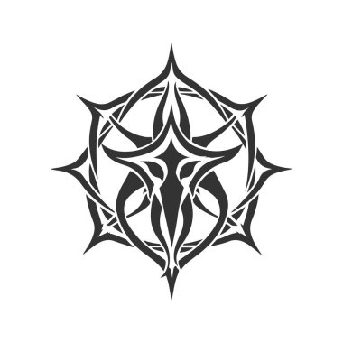 beş köşeli yıldız, klasik logo çizgisi sanat konsepti siyah beyaz renk, el çizimi illüstrasyon