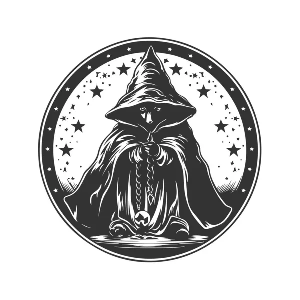 Щуряча Відьма Вінтажна Лінія Логотипу Концепція Мистецтва Чорно Білого Кольору — стоковий вектор