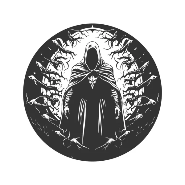 Doom Arcanist Του Θυμού Και Θεότητα Vintage Λογότυπο Γραμμή Τέχνης — Διανυσματικό Αρχείο
