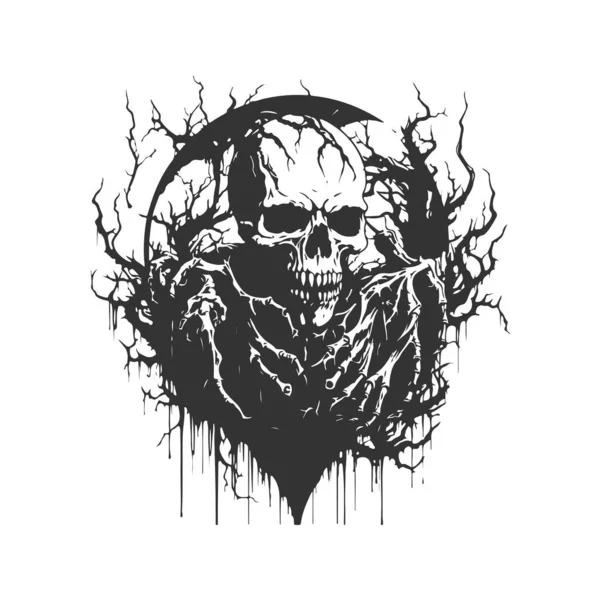 Ночные Страсти Крови Распада Винтажный Логотип Линии Художественной Концепции Черно — стоковый вектор