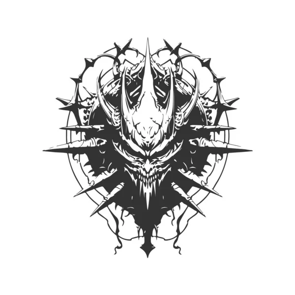 Телегуардіан Хаосу Вінтажний Логотип Лінії Мистецтва Концепції Чорно Білого Кольору — стоковий вектор