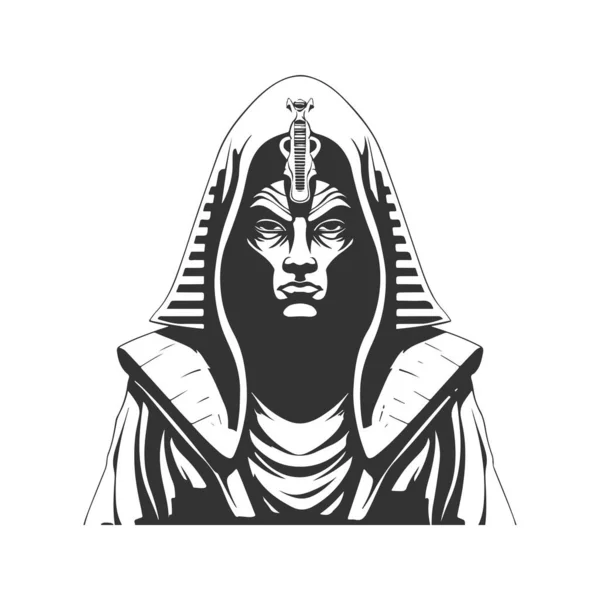 Αρχαία Egypt Θεός Φορώντας Κουκούλα Vintage Λογότυπο Γραμμή Τέχνης Έννοια — Διανυσματικό Αρχείο