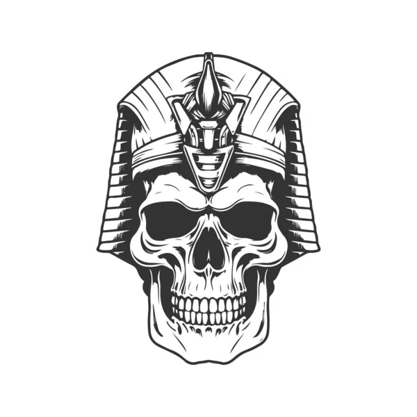 Crânio Egípcio Antigo Conceito Arte Linha Logotipo Vintage Cor Preta — Vetor de Stock