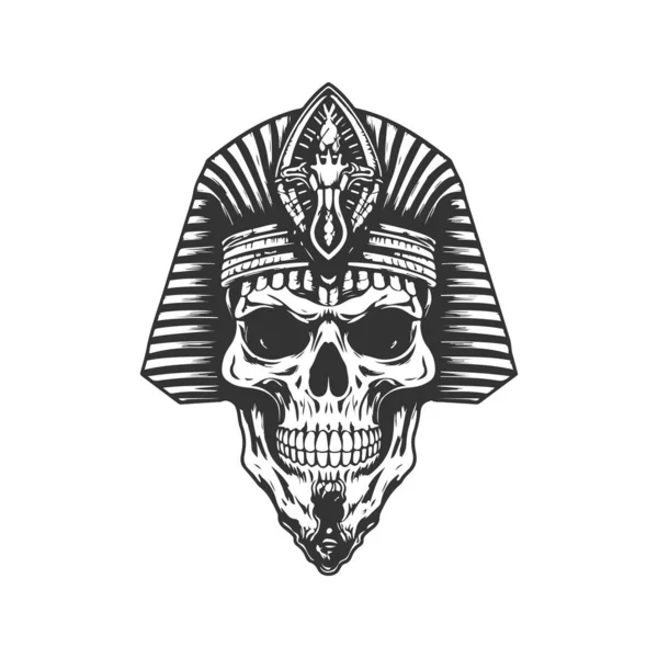 Crânio Egípcio Antigo Conceito Arte Linha Logotipo Vintage Cor Preta — Vetor de Stock