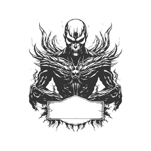 Zodiac Conjurer Knight Vintage Logo Line Art Concept Black White — Stock Vector