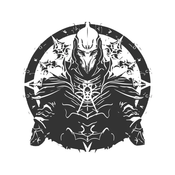 黄道帯の負傷者の騎士 ヴィンテージのロゴラインアートの概念黒く 白い色 手描きのイラスト — ストックベクタ