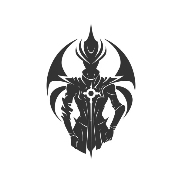 Gölge Viridian Düellocusu Klasik Logo Çizgisi Sanat Konsepti Siyah Beyaz — Stok Vektör