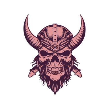 Samuray kafatası, klasik el çizimi.