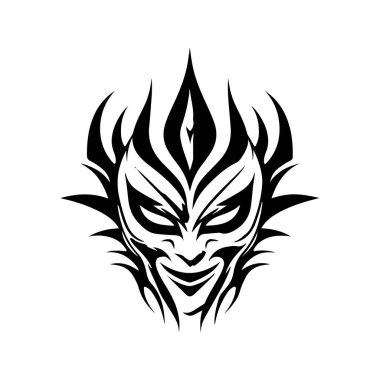 Kızgın karnaval maskesi, klasik el çizimi illüstrasyon