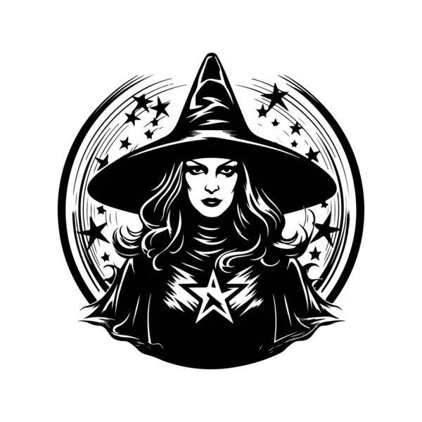 Witch Zealot Vintage Hand Drawn Illustration — Stock Vector