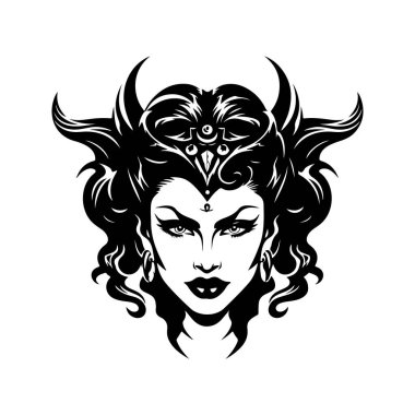 Kızgın tanrıça, klasik el çizimi illüstrasyon