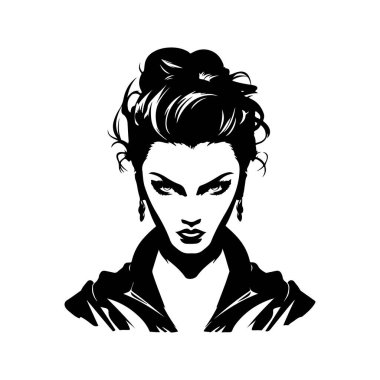 Kızgın kız, klasik el yapımı illüstrasyon