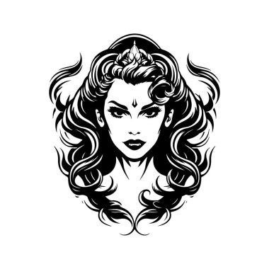 Kızgın tanrıça, klasik el çizimi illüstrasyon