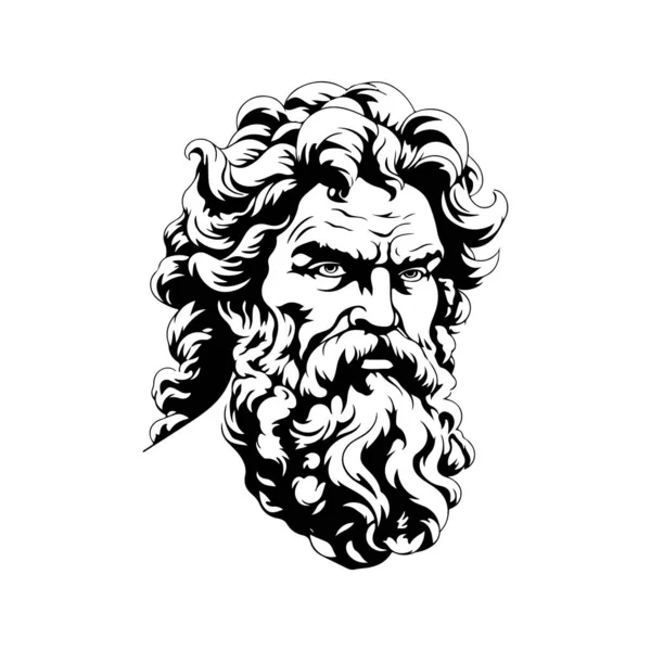 Kızgın Yunan mitolojisi karakteri, klasik el çizimi illüstrasyon