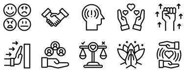 kişisel farkındalık çizgisi biçim simgesi koleksiyonu