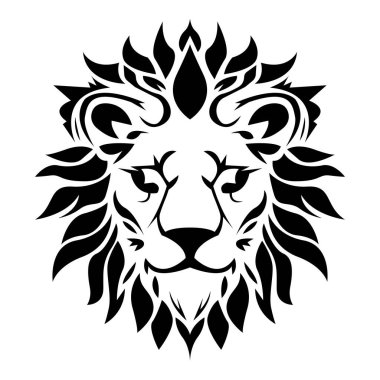 Basit soyut aslan başı logo vektör simgesi çizimi