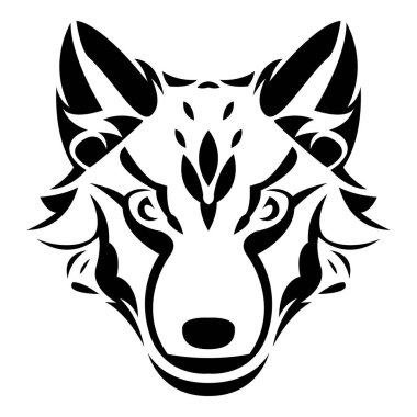Basit soyut kurt başı logo vektör simgesi çizimi