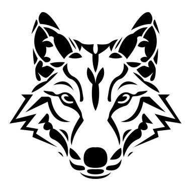 Basit soyut kurt başı logo vektör simgesi çizimi