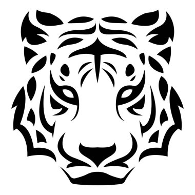 Basit soyut kaplan başı logo vektör simgesi çizimi