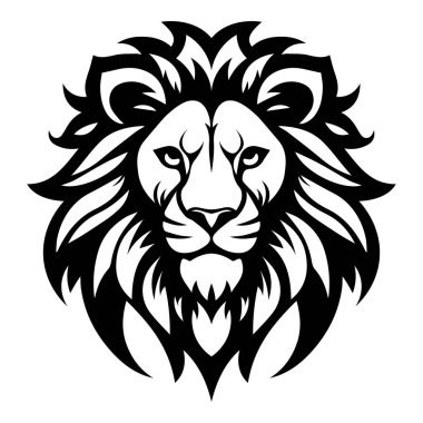 vahşi aslan ikonik logo vektör çizimi