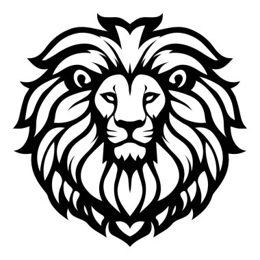 vahşi aslan ikonik logo vektör çizimi