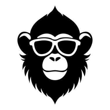 maymun güneş gözlüğü takıyor ikonik logo vektör çizimi