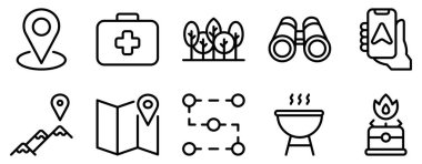 Macera Simgesi Kaşifler için Bir Satır Biçimi Koleksiyonu Ayarla