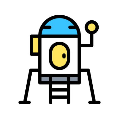 Uzay Aracı Simgesi Düz Çizgi Rengi Tasarımı