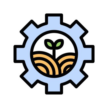 Endüstriyel Tarım Simgesi Modern Tarım Tasarımı Düz Çizgi Renk Biçimi