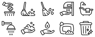 Hijyen Rutin Simgesi Günlük Bakım için Temiz Satır Koleksiyonunu Ayarla