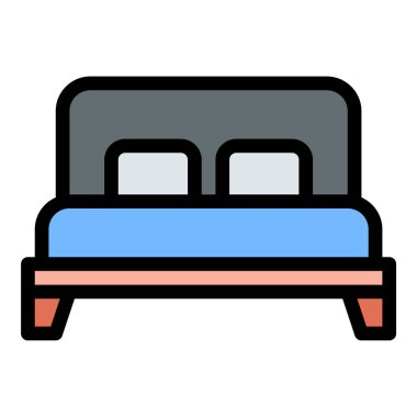 Yatak Simgesi Konforu ve Düz Çizgi Rengi Biçimi