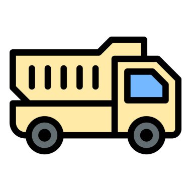 Düz Çizgi Renk Biçiminde Kamyon Simgesi Ağır Görev Aracını Dök