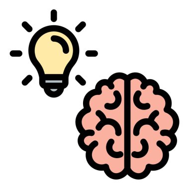 Düz Çizgi Renk Biçiminde Yaratıcı Düşünce Simgesi İnovasyonu ve Fikirler