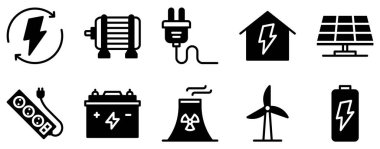 Enerji Simgesi Sürdürülebilir ve Yenilenebilir Kaynaklar için Güçlü Katı Biçim Koleksiyonunu Ayarla