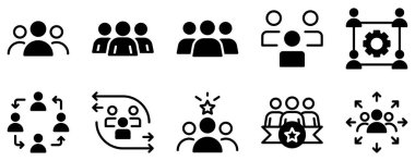 Grup Dinamikleri ve Başarı için Takım Simgesi Katı Biçim Koleksiyonunu Ayarla