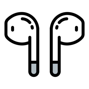 Kulaklıklar Düz Çizgi Renk Biçiminde Simge Kişisel Ses Deneyimi.