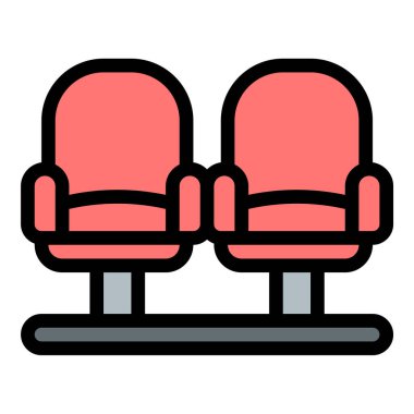 Sinema Koltukları Simge Tiyatrosu Düz Çizgi Renk Biçimi Deneyimi.