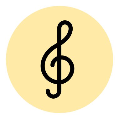 Düz Satır Renk Biçiminde Üçlü Anahtar Simgesi Müzik Notası.