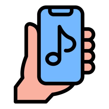 Düz Çizgi Renk Biçiminde Müzik Bilgisi Simgesi Mobil Ses Yayını Çal.