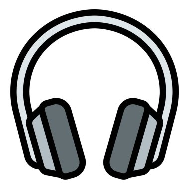 Kulaklıklar Düz Çizgi Renk Biçiminde Simgesel Ses Deneyimi.