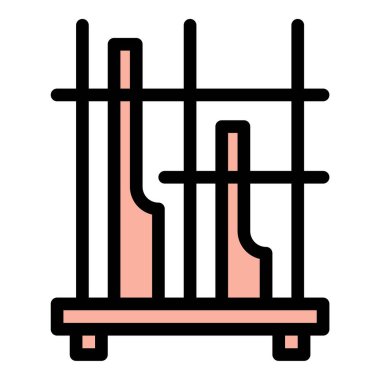 Angklung Simgesi Geleneksel Bambu Düz Çizgi Rengi Aracı.