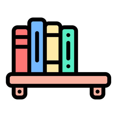 Düz Çizgi Renk Biçiminde Kitap Rafı Düzenlenmiş Kütüphanesi.