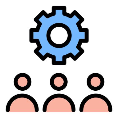 Çalışan Simgesi İşgücü ve Takım Üyesi Düz Çizgi Renk Biçimi.