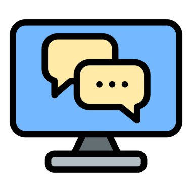 Çevrimiçi Destek Simgesi Dijital Yardım ve Düz Çizgi Renk Biçimi.