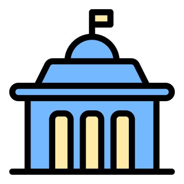 Salon Simgesi Olay Yeri ve Düz Çizgi Renk Biçiminde Toplama Alanı.